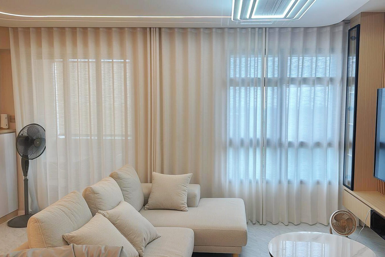 Day Curtain installed in Singapore BTO Flat Living Room