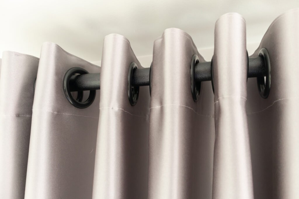 Eyelet Curtain installed on a rod, Singapore